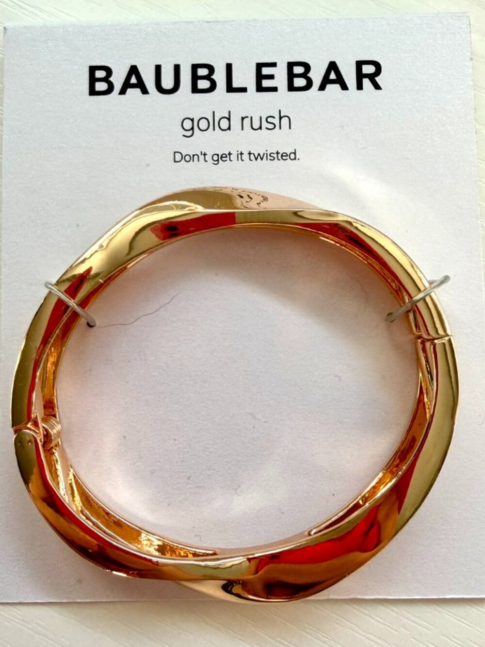BaubleBar Gold Rush Twisted Gold Tone Hinged Statement Bangle Bracelet NWT